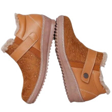 (35, Yellow) Women\'s Suede Boots with Plush Lining Flat Warm Ankle Boots Vintage Style Easy to