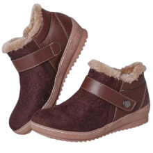 (35, Brown) Women\'s Suede Boots with Plush Lining Flat Warm Ankle Boots Vintage Style Easy to