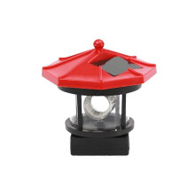 (Red) Portable LED Lighthouse Lawn Light Waterproof Power Saving Vintage Street Lawn for Garden Yard Lawn Decor