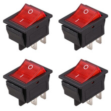 4X Red Light Illuminated 4 Pin DPST /OFF Snap in Rocker 16A 20A 250V AC