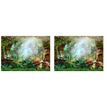 2pcs 7X5Ft Washable Fabric Photography Background Fairytale Dreamlike Nature Forest Life Background Photographical