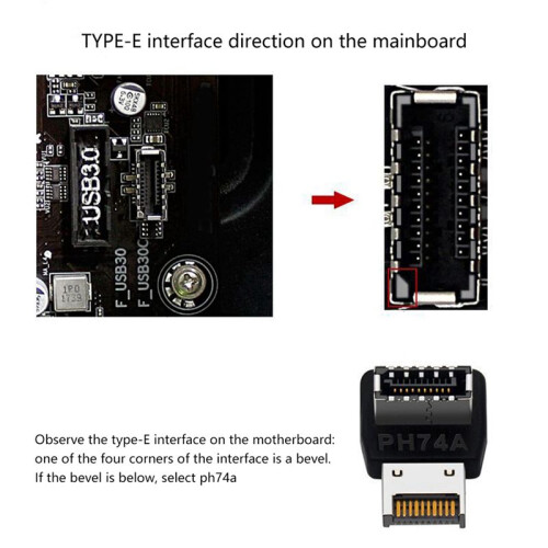 3X Computer Motherboard Type-E USB 3.1 Type-E Interface 90 Degree Steering Elbow Front Type-C Installed Adapter(PH74A) 2