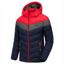 (2XL, C) Men Winter Coat Thicken Cotton Jackets Warm Padded Outwear with Removable Hood