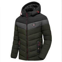 (XXXXL, B) Men Winter Coat Thicken Cotton Jackets Warm Padded Outwear with Removable Hood