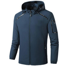 (3XL, Blue) Men\'s Winter Jacket with Removable Hood Breathable Soft Shell Warm Windbreaker for