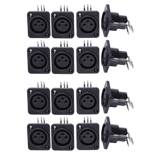 40Pcs Black XLR 3Pin Female Jack Panel Mount Chassis PCB Socket Connector