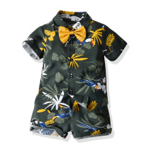 (80cm, 4) Summer Flower Shirt Shorts 2-Piece Set for Kids Comfy Breathable Clothing Kit for Boy Daily Wear