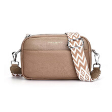 (Kaki) Splicing Dermis Shoulder Bag Portable Large Capacity Bag for Outdoor Dating