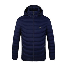 (XXXL, Blue) USB Charging Electrothermal Jacket Smart Heating Hooded Coat for Women Men