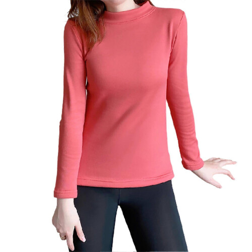 (L, Camel) Women\'s Basic Pullover Sweater Lightweight Slim Shirt with Stretch Long Sleeve