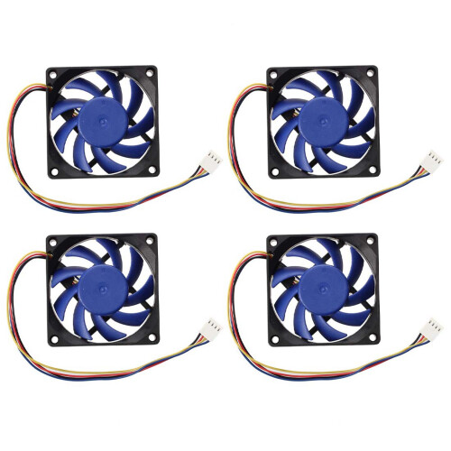 4X Custodia per Computer CFU PWM CPU 12V  32 70mm A 4 Pin Blu E Nero