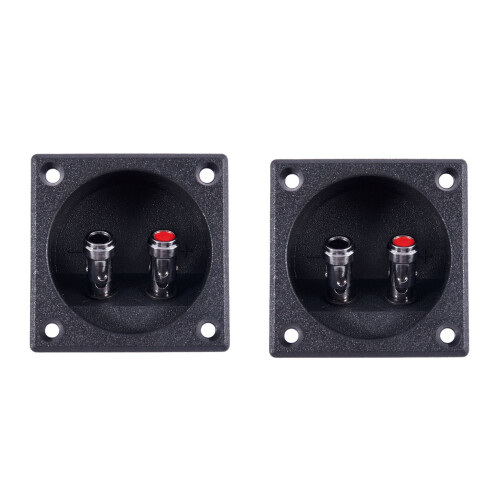 2X Square Shape Double Binding Post Type Speaker Box Terminal Cup Black