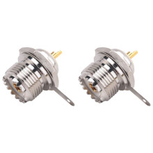 2X UHF Female SO239 Jack Bulkhead Solder Panel Mount RF Straight Connector,silver