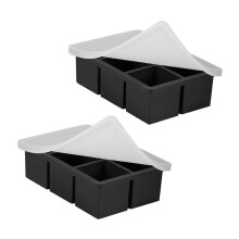 Two Ice Molds, Reusable Square Ice Tray with Cover, Suitable for Large Square Ice Molds for Whisky, Cocktails and Drinks