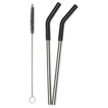 Klean Kanteen black 8mm Straws + cleaning brush - Stainless steel silicone tips