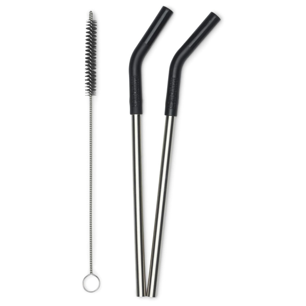 Klean Kanteen black 8mm Straws + cleaning brush - Stainless steel silicone tips
