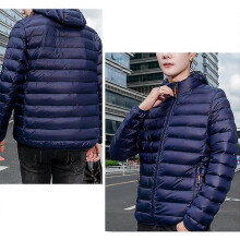 (XL, Blue) Durbale Men\'s Winter Casual Warm Jackets with Removable Hooded Stylish Wadded Coat