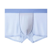 (L, Light Blue) Men\'s Ice Silk Underwear U Convex Design Low Rise Boxers Short for Everyday Wear