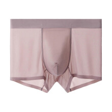 (XL, Bean Paste) Men\'s Ice Silk Underwear U Convex Design Low Rise Boxers Short for Everyday Wear