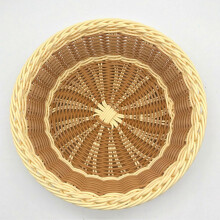 (25x7, Mix Color) Imitation Rattan Round Shaped Fruit Baskets Large Capacity Kitchen Food Bread Basket for Kitchen Dining Room Supplies