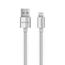 (Silver) DurCable: 1.5M Indestructible Stainless Steel MFi-Certified Lightning to USB-A Cable