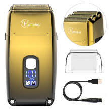 Rasoir électrique RSCW767 HATTEKER Tondeuse Barbe Étanche Rechargeable Léger Couleur Or