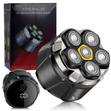 Rasoir électrique Tondeuse HATTEKER Tête de rasage 6 têtes pour crâne rasé IPX6 LED