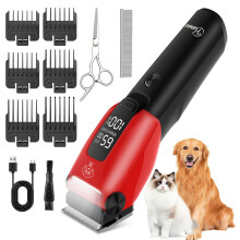 Hatteker Hundeschermaschine Profi Elektrische Tierhaarschneidemaschine mit 7500RPM Schermaschine Hund Katze Schnurlosen Hundetrimmer Hilfslicht