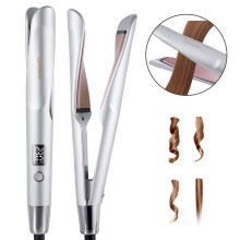 Fer Boucler HT-136 Fer lisser 2-en-1 Qualité Professionnelle, 11 Réglages Argenté