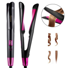 Fer Boucler HT-136 Fer lisser 2-en-1 Qualité Professionnelle, 11 Réglages Rose