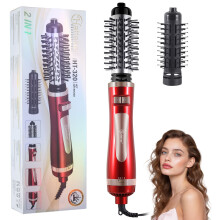 Brosse Air Chaud HT-320 2-en-1 HATTEKER, Boucles Les Cheveux Lisses Rouge