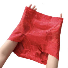 (L, Red) Women\'s High Waist Underwear Solid Color Panty Shapewear for Women Girl Daily Utility