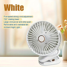 (White, 1pc) USB Rechargeable Mini Fan with Stylish LED Night Light, Featuring Long Battery Life And Powerful Airflow