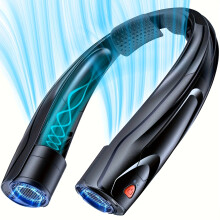 (Black) [Ultra Silent|USB-Rechargeable] Ultra Silent | USB-Rechargeable Portable Neck Fan | 6 Speeds, 360 Cooling