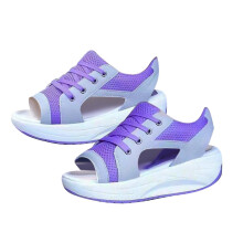 (42, Purple) Women Contrast Paneled Cutout Sandals Slide Sport Wedges Sandals Suitable For Going Beach Side Wear