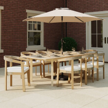 CHARLES BENTLEY Extending Acacia Rectangular Dining Table Outdoor Seats 6–8 FSC 100% Certified Wood Parasol Hole Natural Oil Finish Garden Furniture