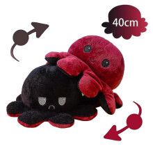 (Red) 40cm Giant Reversible Octopus Stuffed Animal Reversible Happy Sad Octopus Plush Toy Show Your Mood Without Saying A Word! Purple And Blue