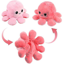 (Pink) 40cm Giant Reversible Octopus Stuffed Animal Reversible Happy Sad Octopus Plush Toy Show Your Mood Without Saying A Word! Purple And Blue