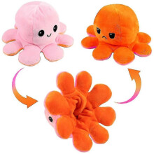 (Orange) 40cm Giant Reversible Octopus Stuffed Animal Reversible Happy Sad Octopus Plush Toy Show Your Mood Without Saying A Word! Purple And Blue