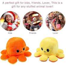(Yellow) 40cm Giant Reversible Octopus Stuffed Animal Reversible Happy Sad Octopus Plush Toy Show Your Mood Without Saying A Word! Purple And Blue