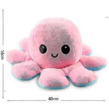 (Blue) 40cm Giant Reversible Octopus Stuffed Animal Reversible Happy Sad Octopus Plush Toy Show Your Mood Without Saying A Word! Purple And Blue