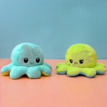 (Green) 40cm Giant Reversible Octopus Stuffed Animal Reversible Happy Sad Octopus Plush Toy Show Your Mood Without Saying A Word! Purple And Blue
