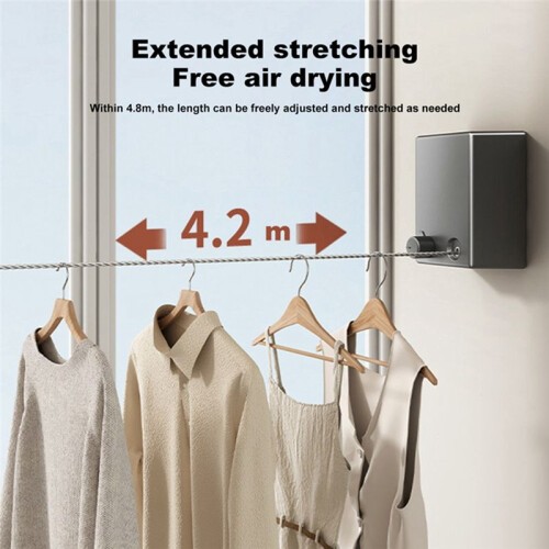 Retractable Clothesline Stainless Steel Pull-Out Clothes-Drying Machine Rope Space-Saving Clothes Drying Rack, White 1