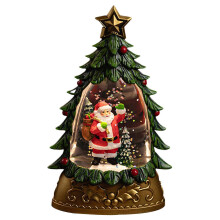(Green) Snow Globe Christmas Tree Figurine Christmas Battery Operated Lighted Lantern for Christmas Festival Decoration Gifts