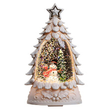 (White) Snow Globe Christmas Tree Figurine Christmas Battery Operated Lighted Lantern for Christmas Festival Decoration Gifts