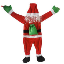 (170cm, Warm White Light) Christmas Hanging Santa Claus Decor Soft Plush Fabric Santa Claus Pendant for Christmas Home Decoration