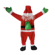 (108cm, Warm White Light) Christmas Hanging Santa Claus Decor Soft Plush Fabric Santa Claus Pendant for Christmas Home Decoration