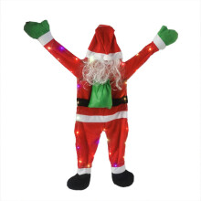 (108cm, Colorful Light) Christmas Hanging Santa Claus Decor Soft Plush Fabric Santa Claus Pendant for Christmas Home Decoration