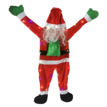 (170cm, Colorful Light) Christmas Hanging Santa Claus Decor Soft Plush Fabric Santa Claus Pendant for Christmas Home Decoration