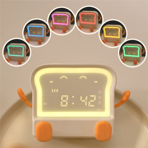 Toast Night Light, Digital Wake- Clock, Bedside Night Lamp, Count /Down Timer, Auto-Off Lamp Bedroom Clock Brown